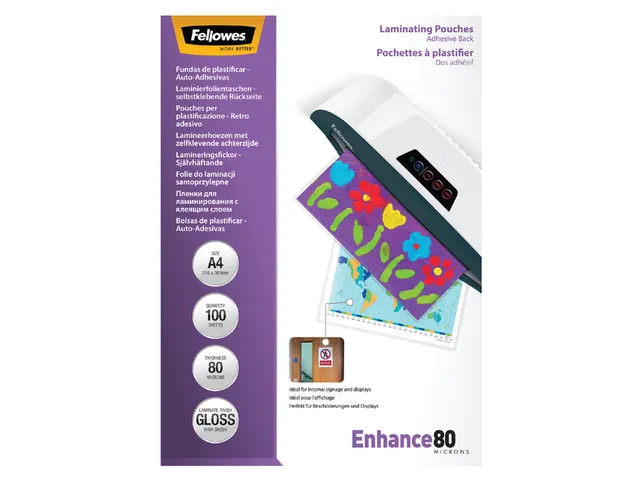 Lamineerhoes Fellowes Zelfklevend A4 80 Micron