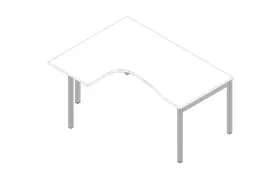 Hoekbureau 730X1600X1200Mm Blad Wit Verdieping Links 4-Voet Aluminium