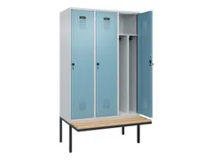 locker met bank,voor scheiding van kleding,HxBxD 2120x1200x815mm,3vak