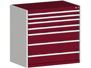 ladekast HxBxD 1000x1050x650mm 7laden RAL7035 front RAL3004 - 1