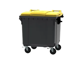 Container 1100 liter vlak deksel Grijs Geel - 1