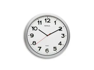 Wandklok MAUL Step Quartz Ø40x5cm kunststof zilver/wit stildraaiend - 1