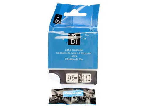 tapecassette Kangaro Dymo S0720680/40913 D1 Zwart op wit 9mmx7m