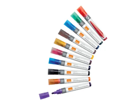 Viltstift Nobo whiteboard Liquid ink rond assorti 3mm 10st