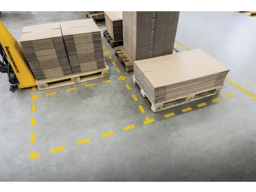 Vloermarkeringssticker in Kruisvorm Geel 150x150mm