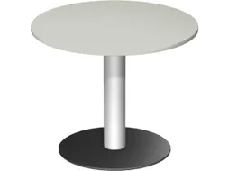 vergadertafel,HxØ 720x900mm,rond,schotelvoet RAL9006,blad lichtgrijs