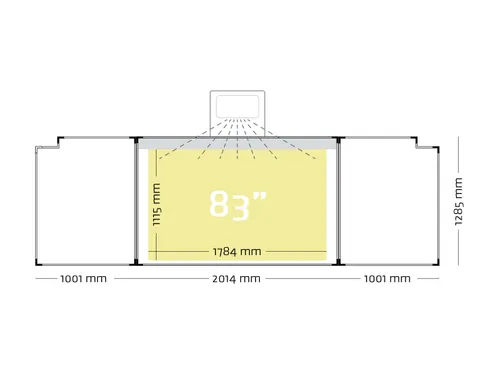 Projectiebord Extraflat Vijfvlaks 128x201cm 16:10 mat wit finger touch