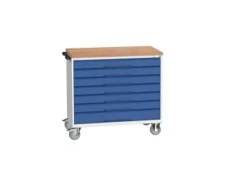 gereedschapswagen 980x1050x600mm multiplexblad 7 laden RAL7035+RAL5010 - 1