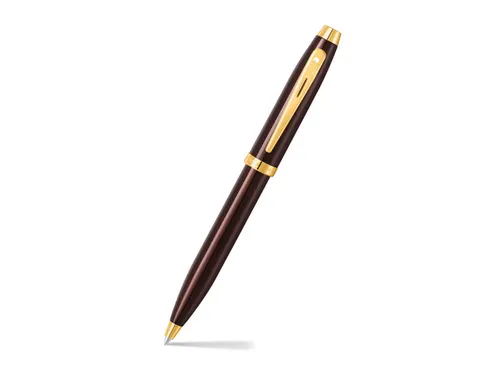 Balpen giftset Sheaffer 100 9370 glossy brown gold tone met creditcard