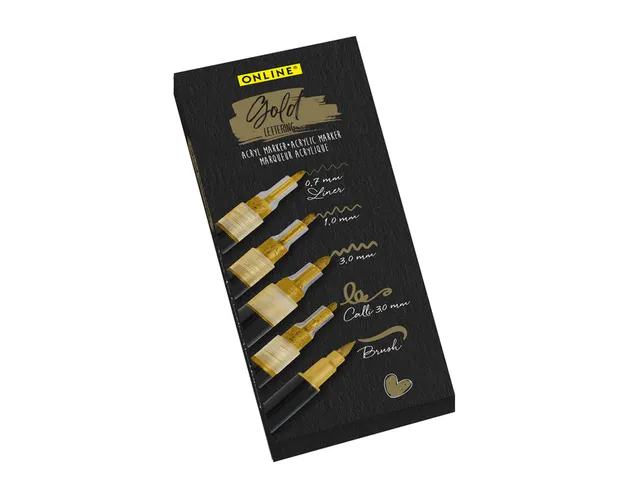 Acrylmarker Online lettering 5 breedtes goud