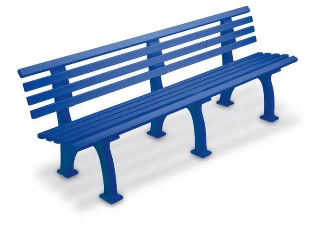 Kunststofbank 740x2000x380mm Zit H 440mm 9 Latten 3 Pootstellen Blauw