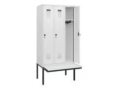 locker met bank,HxBxD 1950x900x815mm,3vak,vak B 300mm,draaigrendel