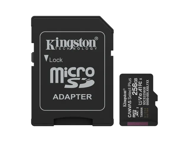 256GB microSDXC Canvas Select Plus Gen3 150MB/s A1 kaart + adapter