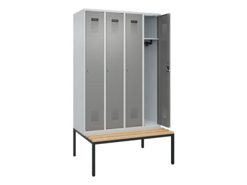 locker met bank,HxBxD 2120x1200x815mm,4vak,vak B 300mm,cilinderslot