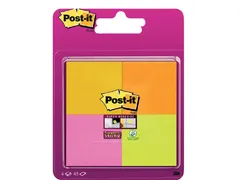 Memoblok Post-it 6910 Super Sticky 51x51mm assorti 4 stuks