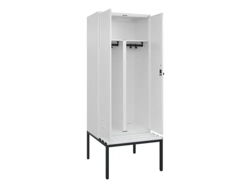 PBM-locker met bank,HxBxD 2120x800x815mm,2vak,vak B 400mm,draaigrendel