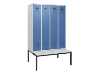 locker met bank,HxBxD 1950x1200x815mm,4vak,vak B 300mm,cilinderslot - 2
