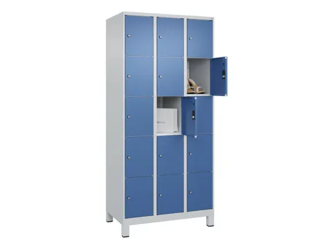 lockerkast,HxBxD 1950x900x500mm,3x5vakken,vak B 300mm,cil.-slot,voeten