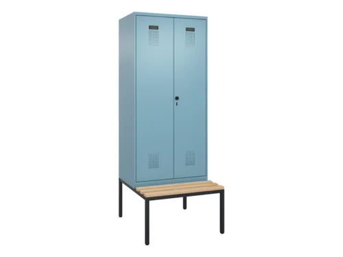 locker met bank,voor scheiding van kleding,HxBxD 2120x800x815mm,2vak