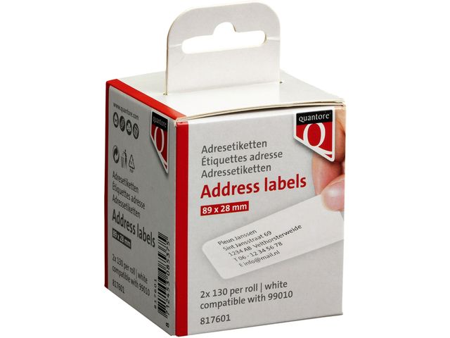 Labeletiket Quantore 99010 89x28mm Adres Wit | LabelprinterEtiketten.nl