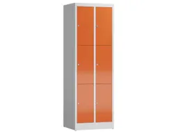 Lockerkast 1800x590x500mm 2x3 vakken cilinderslot, sokkel, RAL3000