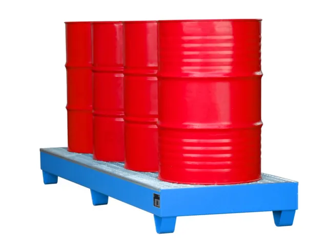 Systeem-Opvangbak 4x 200l Opvangvol. 222l Blauw 250x2400x800mm Rooster