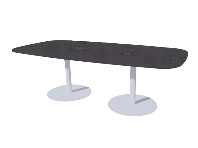 Linesto vergadertafel 240x120 deens ovaal houtprint schaduw 25mm alu