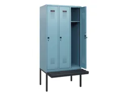 locker met bank,HxBxD 1950x900x815mm,3vak,vak B 300mm,draaigrendel