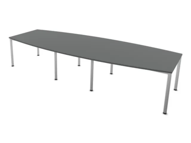 vergadertafel,HxBxD 740x3600x1400mm,vatvormig,MS-donkergrijs