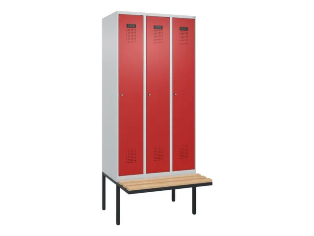 locker met bank,voor scheiding van kleding,HxBxD 2120x900x815mm,3vak