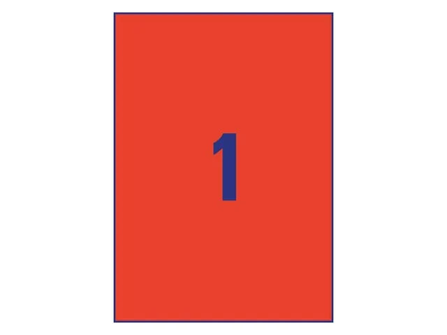 Gekleurde Etiketten Avery Zweckform 210x297mm A4 Rood 100 stuks
