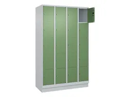 lockerkast,HxBxD 1950x1200x500mm,4x5vakken,vak B 300mm,cil.-slot
