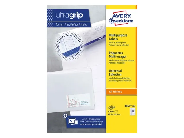Etiquette Avery Zweckform 3667 48.5x16.9mm blanc 12800 pièces