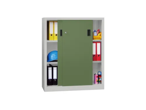 schuifdeurkast,HxBxD 1200x1000x400mm,RAL7035,front RAL6011