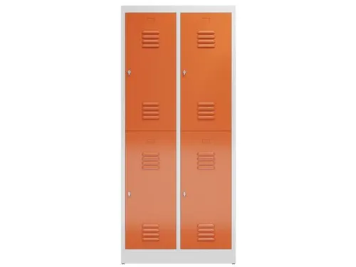Dubbeldekse garderobekast 1800x800x500mm 2x2vak 400mm RAL7035 RAL3000