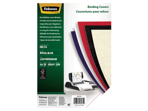 Voorblad Fellowes A4 lederlook royal blauw 25 stuks
