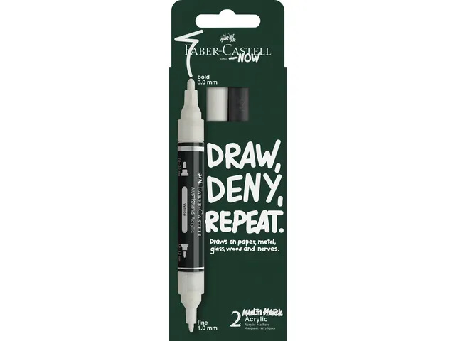 Acrylmarker Faber-Castell Multimark 2 stuks zwart/wit kartonetui