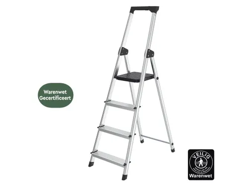 Huishoudtrap aluminium SL400 zilver 4 Treden