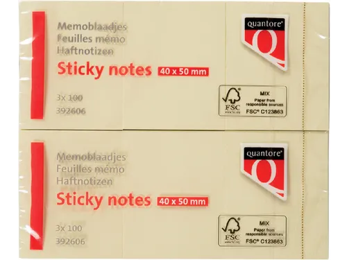 Memoblok Quantore 38x51mm geel