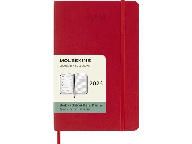 Agenda 2026 Moleskine Weekly Planner 7dag/1pagina Pocket Scarlet Rood