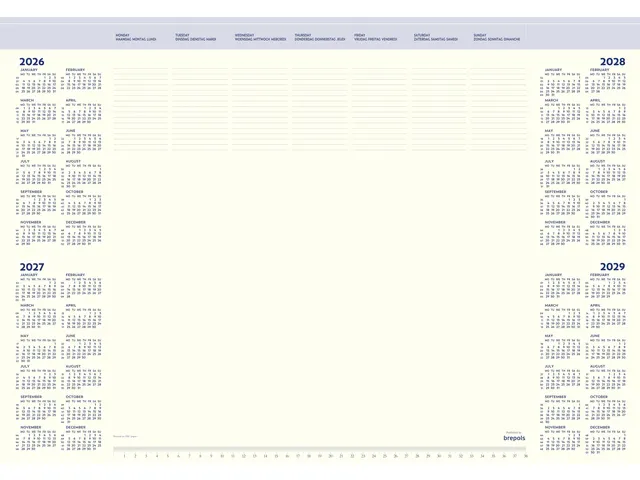 Bloc calendrier sous-main 2027 Brepols Office Mate 7 jours/1 page 41,2