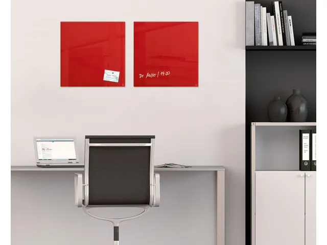 glasmagneetbord Sigel Artverum 48x48x1.5cm rood
