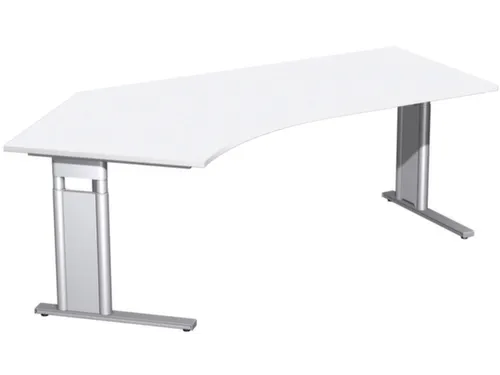 In hoogte verstelbaar hoekbureau,HxBxD 680-820x2166x1130mm,blad wit