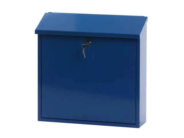 muurbrievenbus,blauw,HxBxD 370x370x115mm,inworp boven,uitname voor