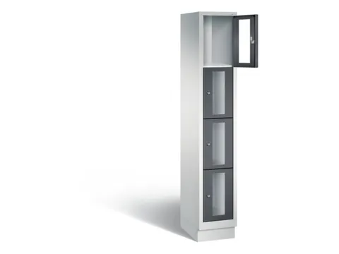 Lockerkast 1800x320x500mm 1x4 vakken Cilinderslot, Sokkel, RAL7021