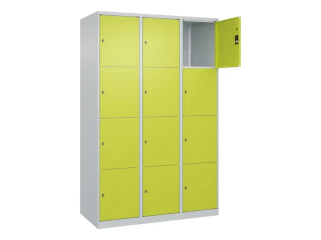 lockerkast,HxBxD 1850x1200x500mm,3x4vakken,vak B 400mm,cil.-slot