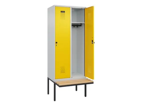 locker met bank,HxBxD 2120x800x815mm,2vak,vak B 400mm,draaigrendel