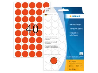 HERMA 2256 Multipurpose etiketten Rond 19mm Fluor Rood 1280 stuks - 1