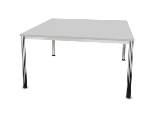 vergadertafel 74x140x140cm vierkant 4voeten verchroomd MP-lichtgrijs