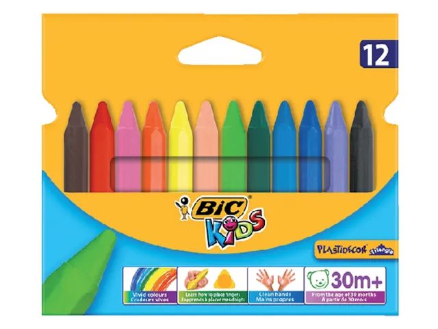 Kleurkrijt Bic 857 Plastidecor Triangel Assorti Etui à 12st